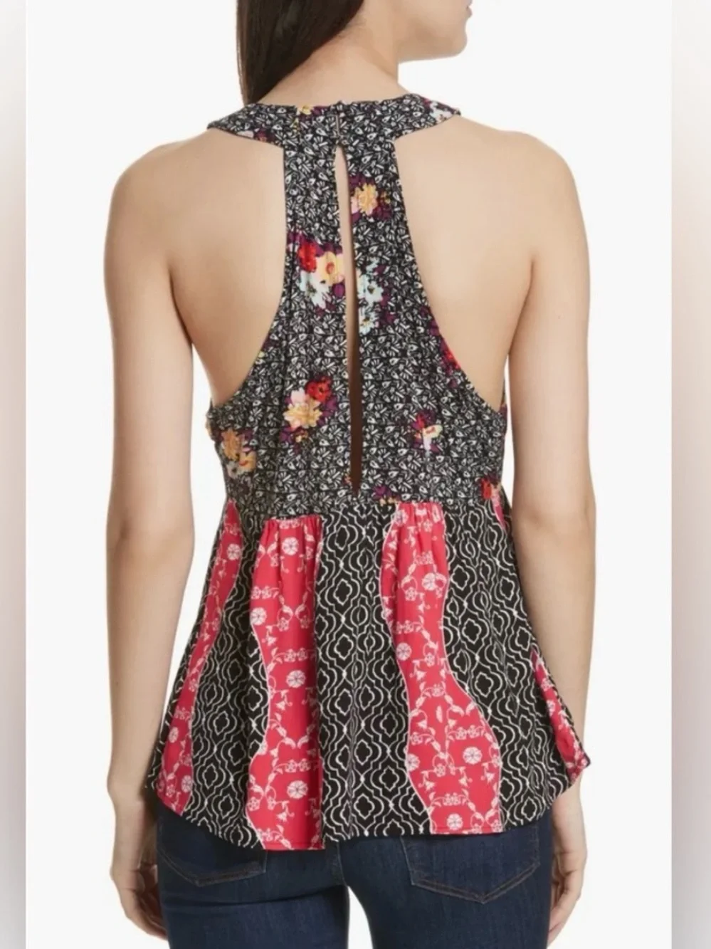 Free People Dream Darlin Deep V Babydoll Razorback V-Neck • Medium